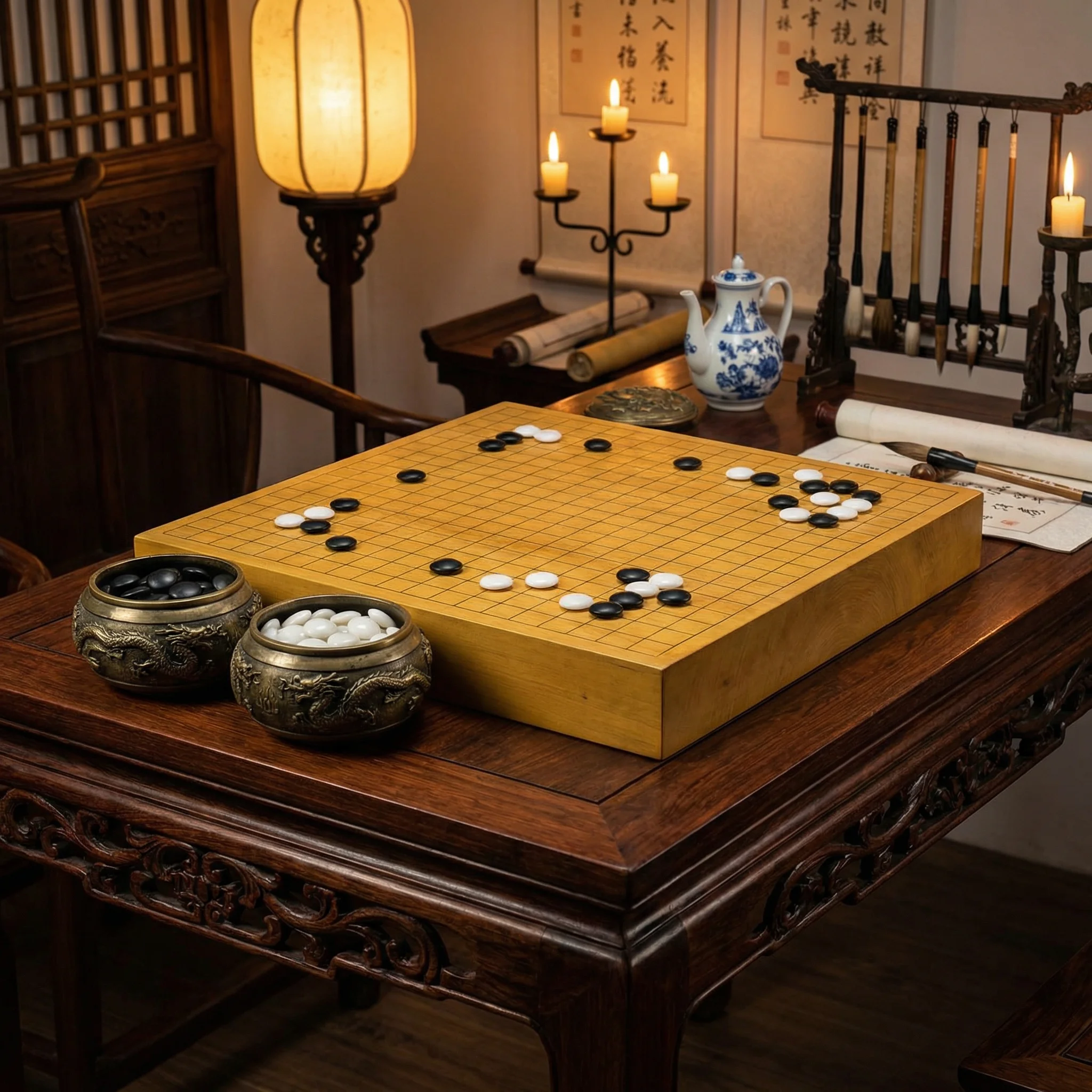 古代围棋棋盘与玉石棋子 - 84棋牌 鉴赏